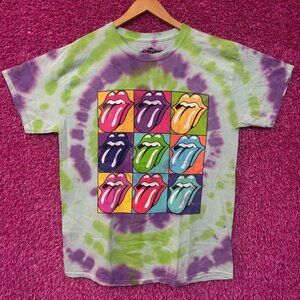 The Rolling Stones Hot Lips Pop Art Oversized Rock Tie Dye M
